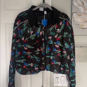 Adidas Women's Black Floral Bomber Jacket